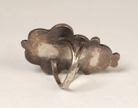 Navajo Sterling Silver Ring with Turquoise Jet and Mother of Pearl