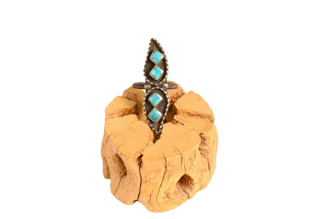 Zuni Sterling Silver with Turquoise Inlay Ring