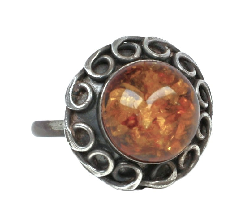 Navajo Sterling Silver with Amber Ring