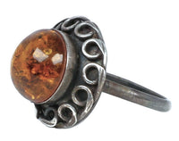 Navajo Sterling Silver with Amber Ring