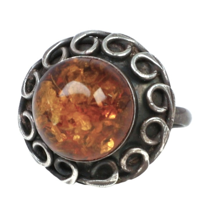 Navajo Sterling Silver with Amber Ring