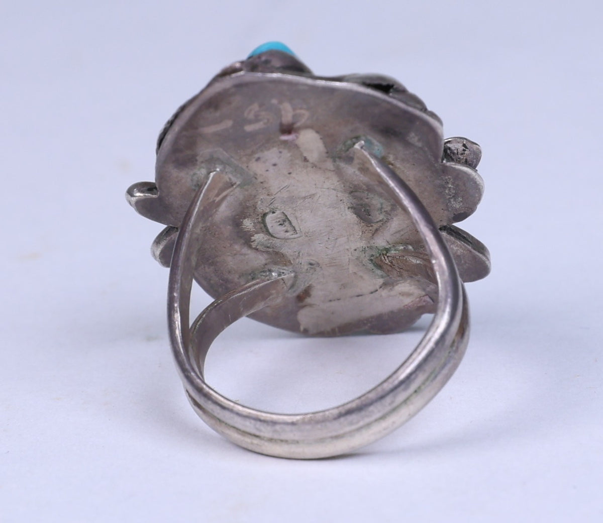 Navajo Sterling Silver Ring with Long Oval Turquoise Setting