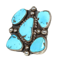 Large Navajo Sterling Silver and Turquoise Cluster Ring
