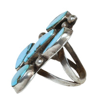 Large Navajo Sterling Silver and Turquoise Cluster Ring