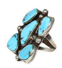 Large Navajo Sterling Silver and Turquoise Cluster Ring