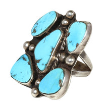 Large Navajo Sterling Silver and Turquoise Cluster Ring
