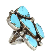 Large Navajo Sterling Silver and Turquoise Cluster Ring