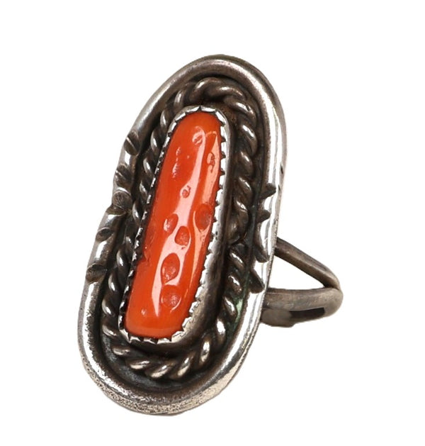Vintage Navajo Ring with Branch Coral Setting