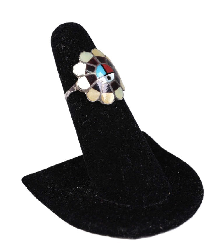 Navajo Inlay Muiltistone Sterling Silver Ring
