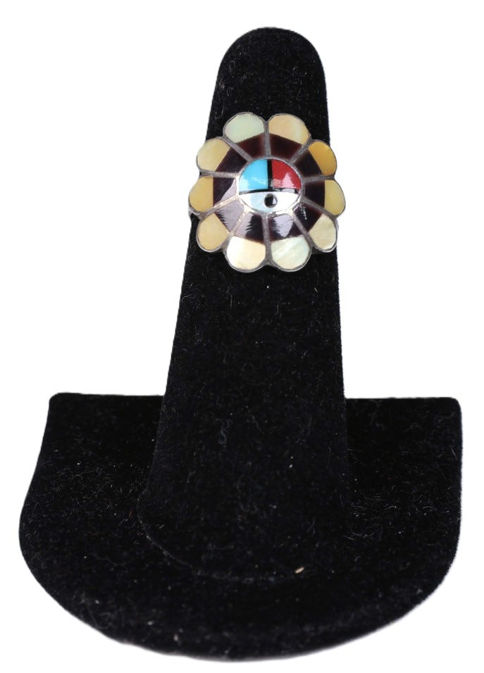 Navajo Inlay Muiltistone Sterling Silver Ring