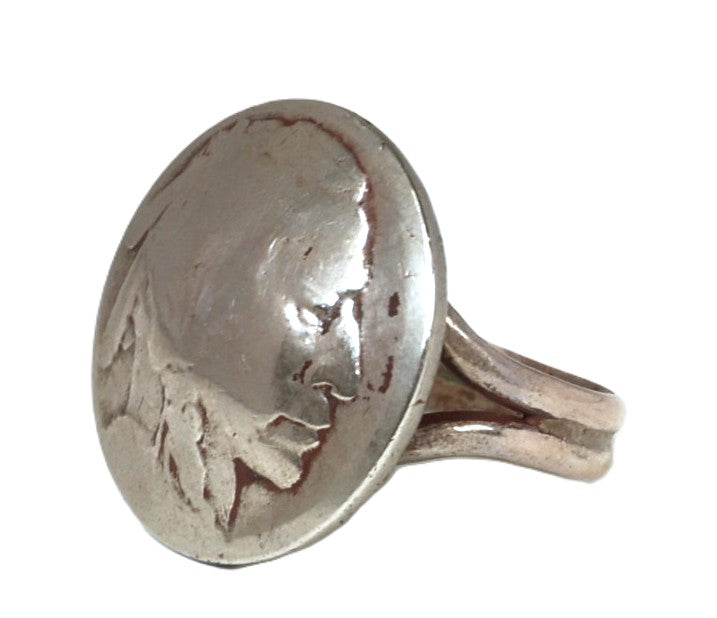 Navajo Silver Nickle Indian Head Ring