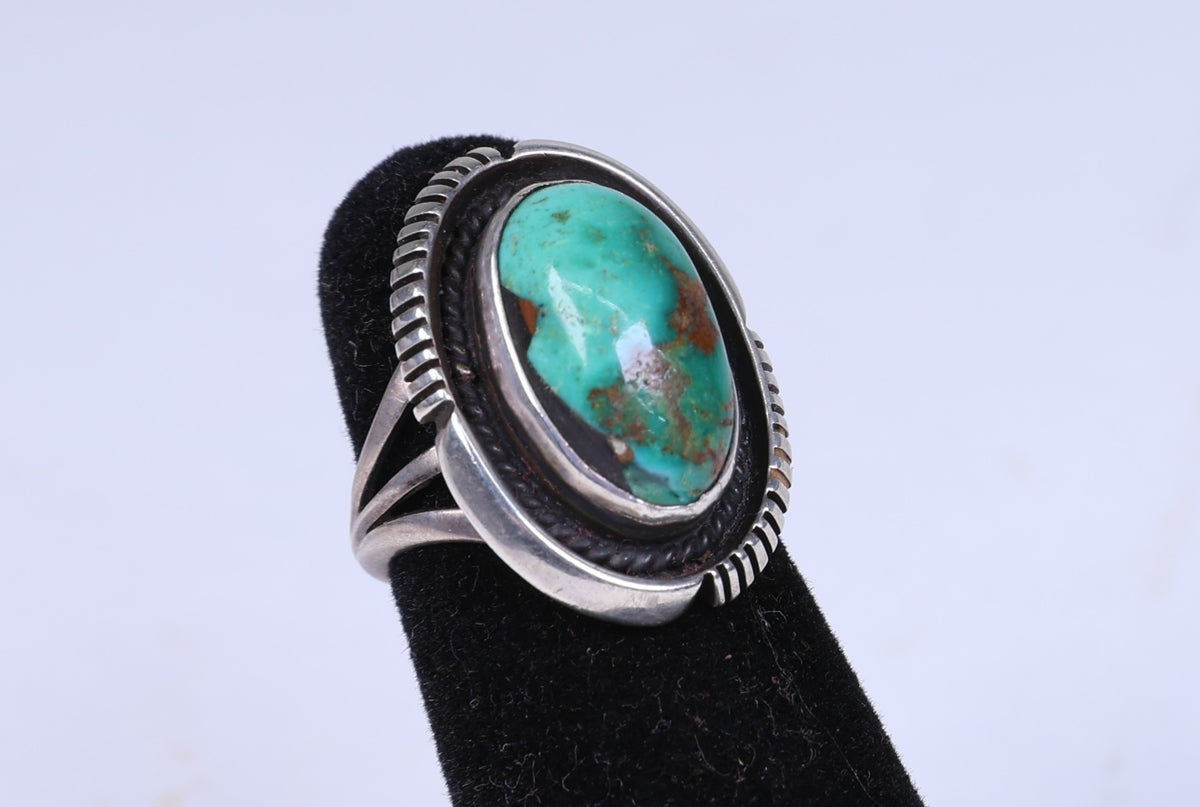 Navajo Sterling Silver Ring with Turquoise Setting