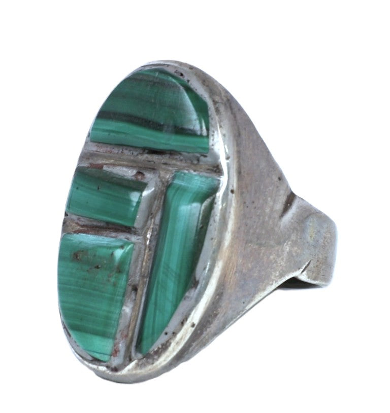 Navajo Sterling Silver With Malachite Ring