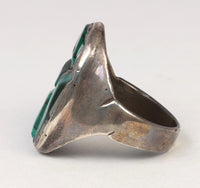 Navajo Sterling Silver Ring With Malachite Settings