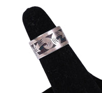 Taxco Mexican Silver Chipped Inlay Ring Size 6.5
