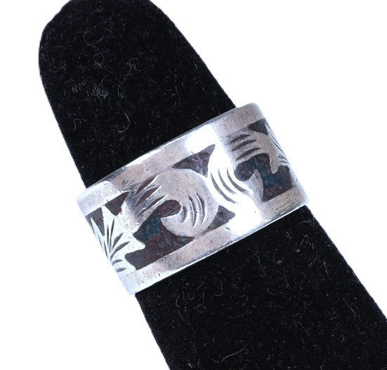 Taxco Mexican Silver Chipped Inlay Ring
