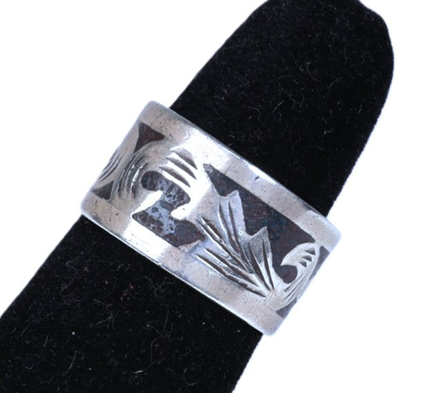Taxco Mexican Silver Chipped Inlay Ring