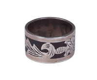 Taxco Mexican Silver Chipped Inlay Ring Size 6.5