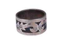 Taxco Mexican Silver Chipped Inlay Ring Size 6.5