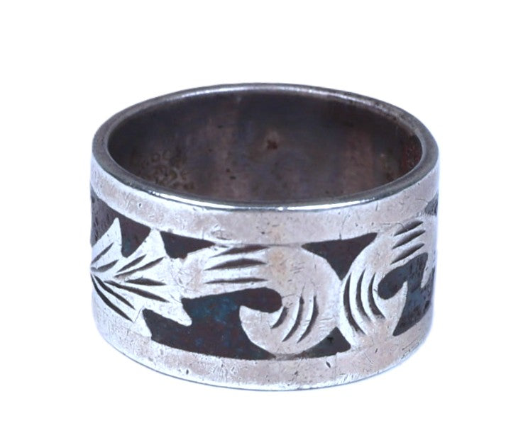 Taxco Mexican Silver Chipped Inlay Ring