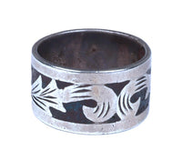 Taxco Mexican Silver Chipped Inlay Ring