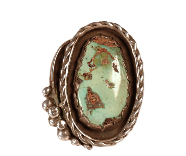 Large Navajo Oval Turquoise Ring By Paul Lawrence
