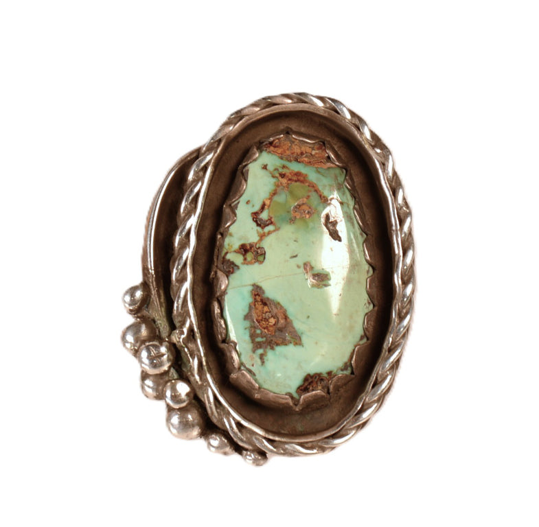 Large Navajo Oval Turquoise Ring By Paul Lawrence