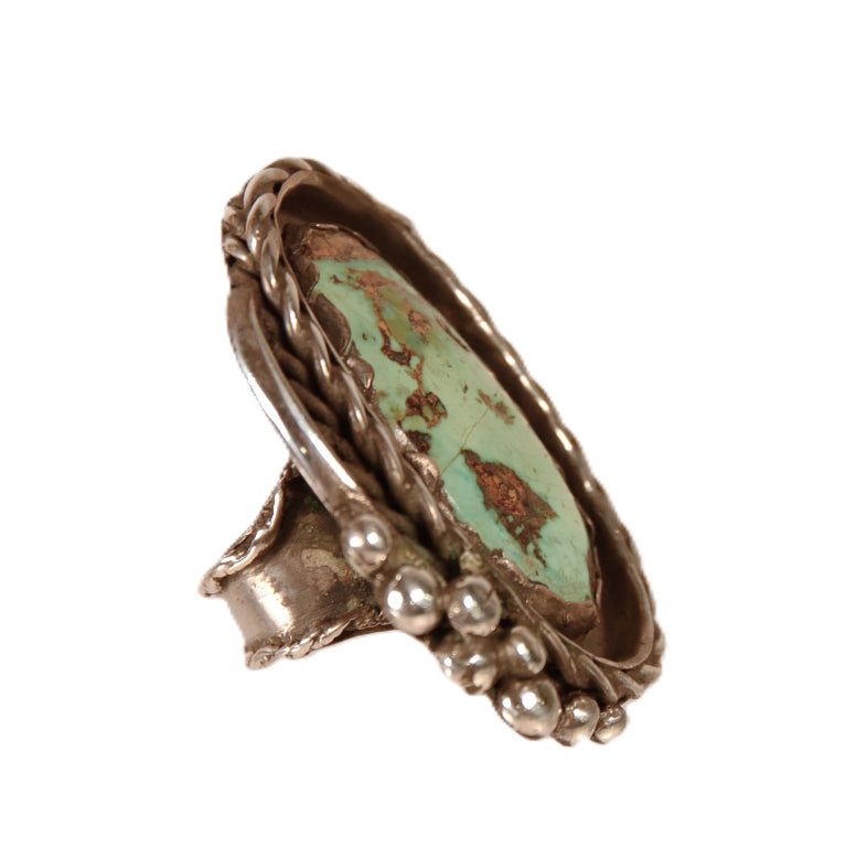 Large Navajo Oval Turquoise Ring By Paul Lawrence