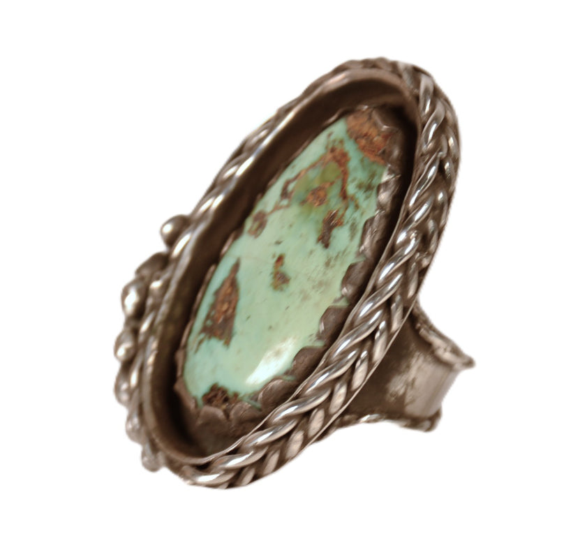 Large Navajo Oval Turquoise Ring By Paul Lawrence