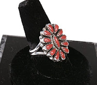 Zuni Pueblo Dark Red Cluster Coral Ring