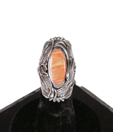 Navajo Sterling Silver with Oval Spondylus Shell Ring