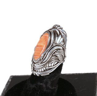 Navajo Sterling Silver with Oval Spondylus Shell Ring