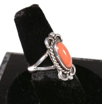 Navajo Sterling Silver and Coral Ring