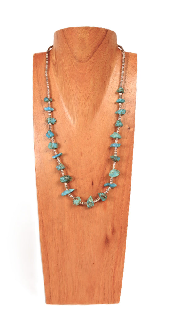 Navajo Tab Turquoise and Heishi Necklace
