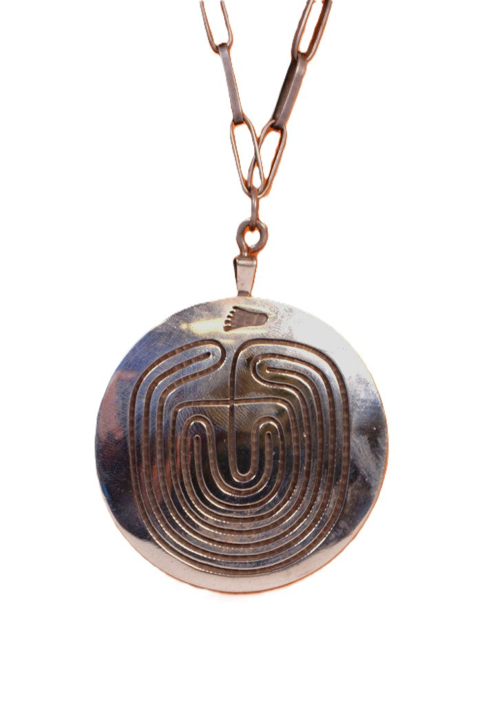 Hopi Pueblo Double Sided Silver Overlay Pendant Necklace
