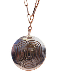 Hopi Pueblo Double Sided Silver Overlay Pendant Necklace