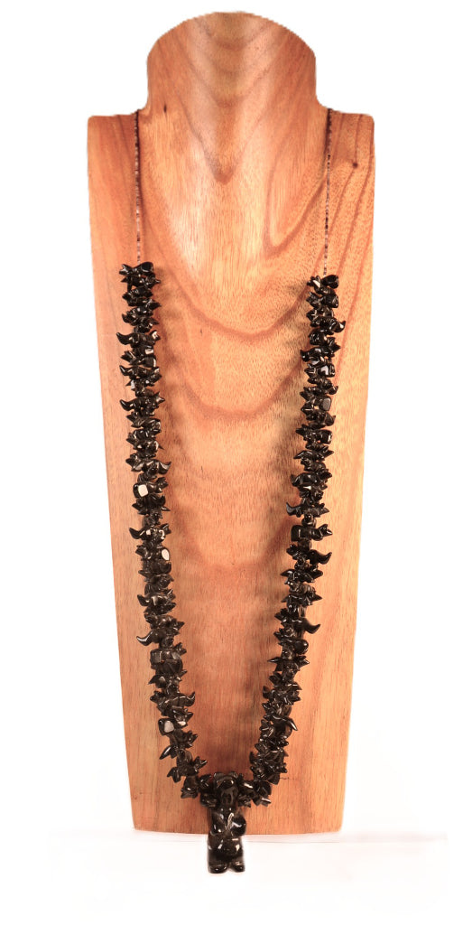 Zuni Pueblo Stacked Jet Bear and Wolf Necklace