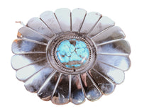 Larger Navajo Sterling Silver & Morenci Turquoise Belt Buckle
