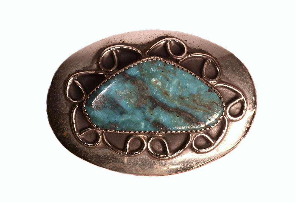 Navajo Sterling Silver Overlay Belt Buckle