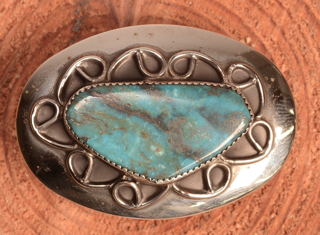 Navajo Sterling Silver Overlay Belt Buckle