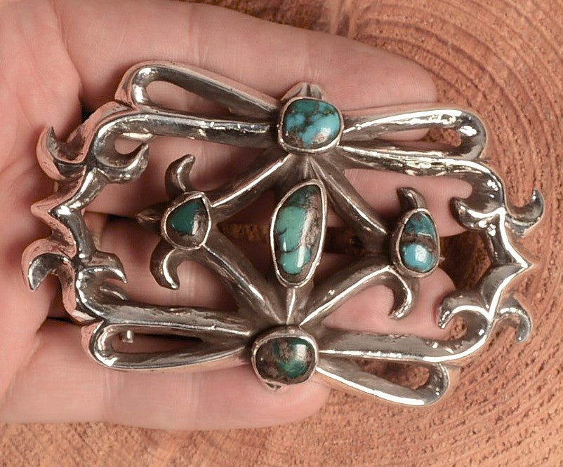 Navajo Sterling Silver Sandcast Belt Buckle