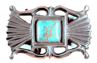 Tom DeWitt Sand Cast Sterling Silver Belt and Turquoise Buckle - Navajo style