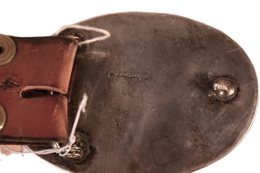 Navajo Leather Belt with Sterling Silver and Turquoise Buckle