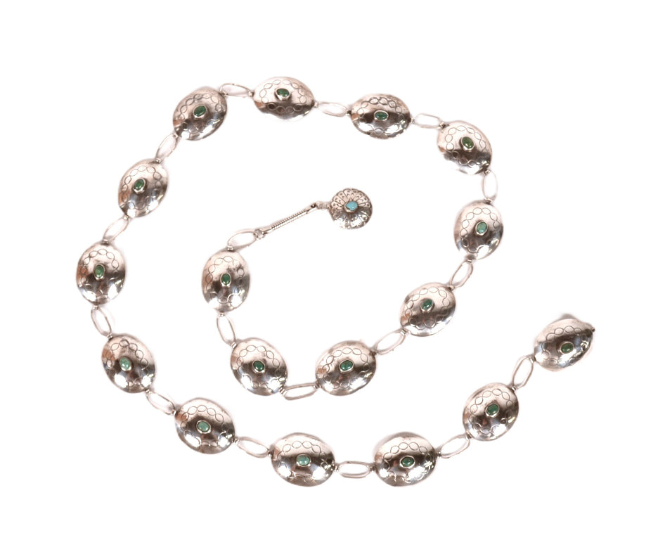 Navajo Sterling Silver Chain Concho Belt By J. Tulley