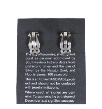 Hopi Pueblo Sterling Silver Stamped Clip Earrings
