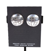 Hopi Pueblo Sterling Silver Stamped Clip Earrings
