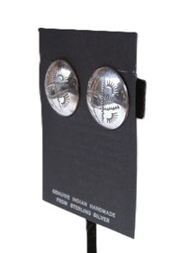 Hopi Pueblo Sterling Silver Stamped Clip Earrings