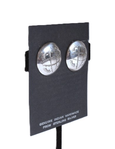 Hopi Pueblo Sterling Silver Stamped Clip Earrings