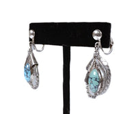 Navajo Sterling Silver and Turquoise Clip Earrings