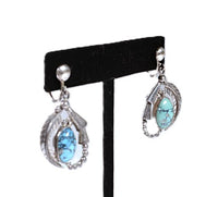 Navajo Sterling Silver and Turquoise Clip Earrings